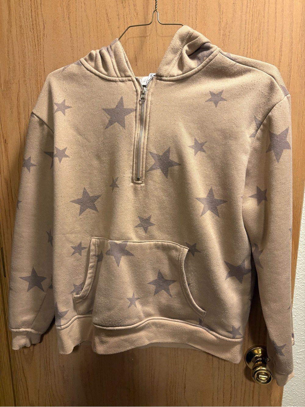 if it were me Beige Star-Print Half-Zip Hoodie